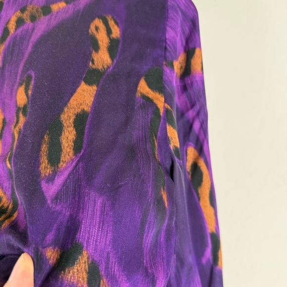Just Cavalli Purple Leopard Button Down Blouse - Picture 11 of 13